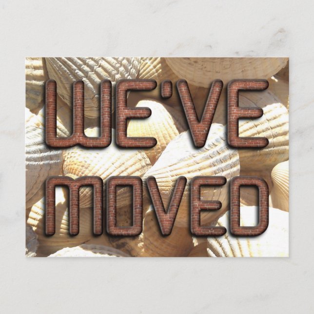 Moved, New Address Shells Stone Bricks Typography Announcement Postcard (Front)