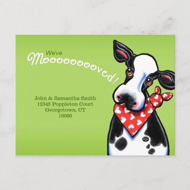 Moved Sweetheart Cow New Address Announcements (Front)