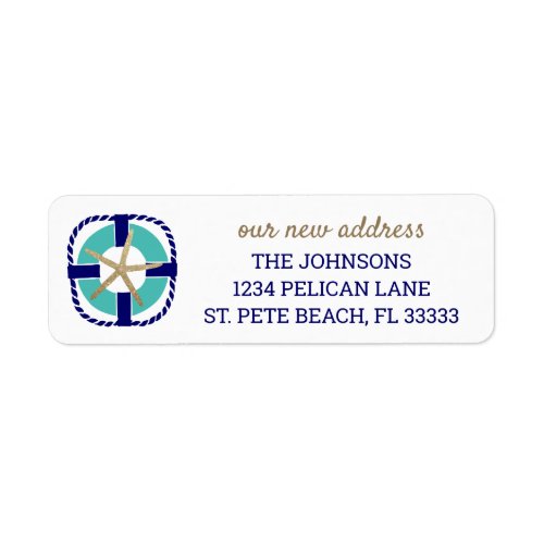 Moved to Florida Nautical Navy Blue Return Address Label