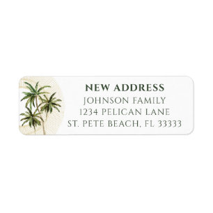 Moved to Florida Palm Trees White Return Address Label