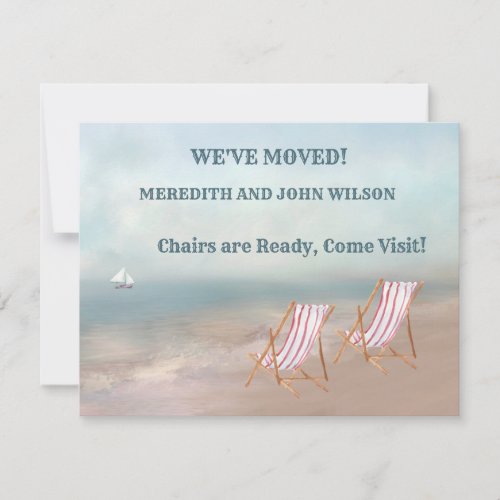 Moved Watercolor Beach Flat Move Announcement Card
