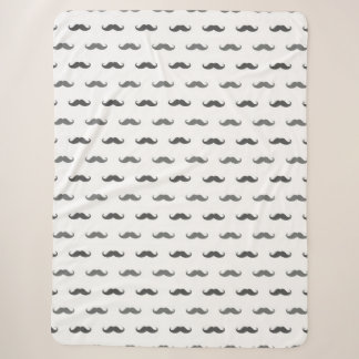 Movember Black Mustache Seamless Pattern Sherpa Blanket