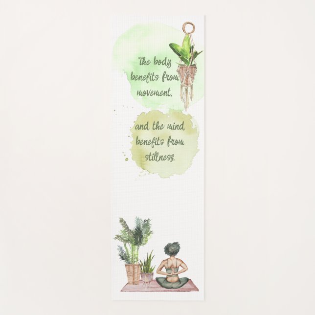 Movement and Stillness Watercolor Yoga Mat (Front)
