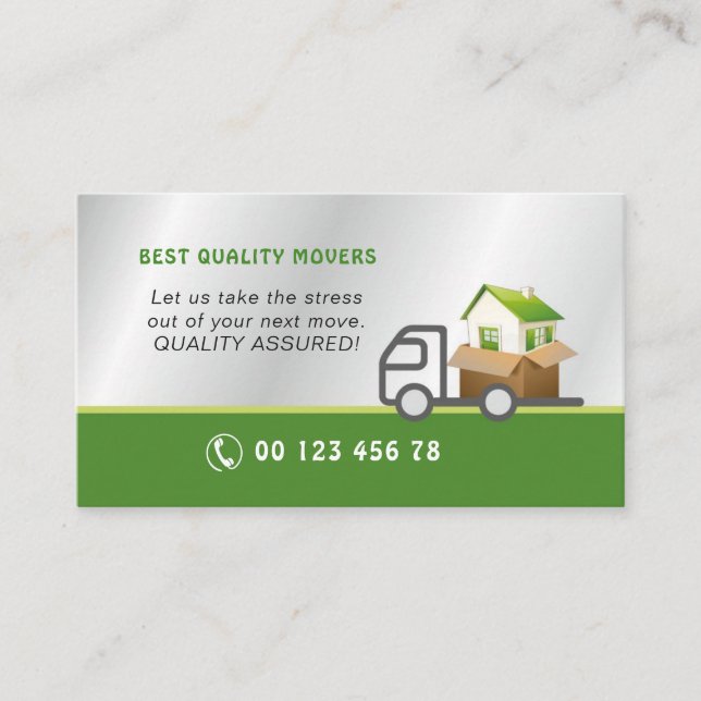 Movers, removals service business card (Front)