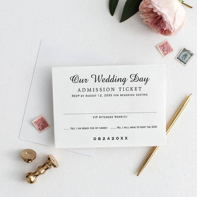 Movie Admission Ticket Wedding RSVP Card (Creator Uploaded)