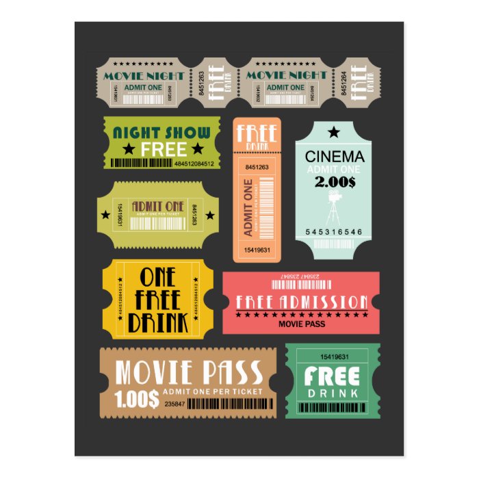 Movie Admission Tickets Post Card