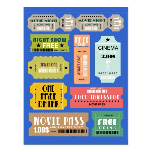 Movie Admission Tickets Postcard | Zazzle