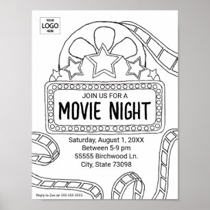 Movie Art Invite Coloring Art Worksheet Activity Poster