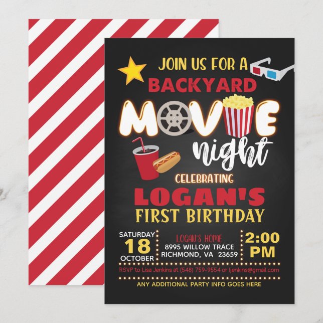 Movie Birthday Invitation (Front/Back)