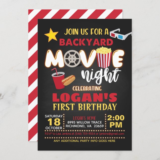 Movie Birthday Invitation (Front/Back)