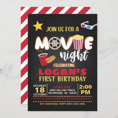 Movie Birthday Invitation _ Red