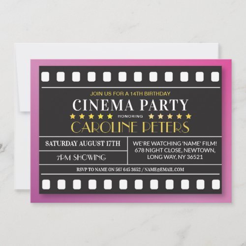 Movie Birthday Party Any Age Theatre Film Invite