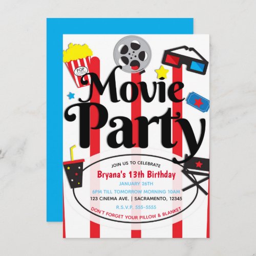 Movie Birthday Party Cinema Event Invitation