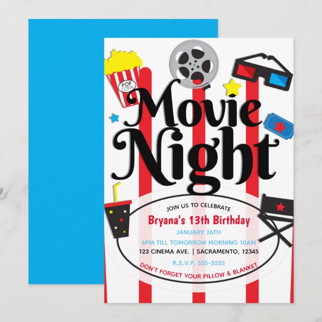 Movie Birthday Party Cinema Event Invitation (Front/Back)