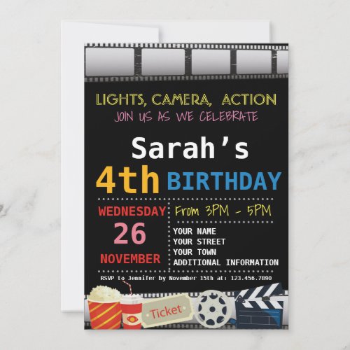 MOVIE BIRTHDAY PARTY INVITATION