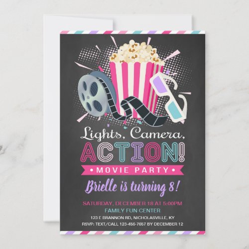 Movie Birthday Party  Invitation