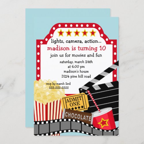 Movie Birthday Party Invitation