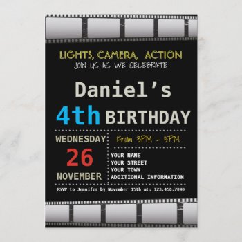 Movie Birthday Party Invitation by NellysPrint at Zazzle