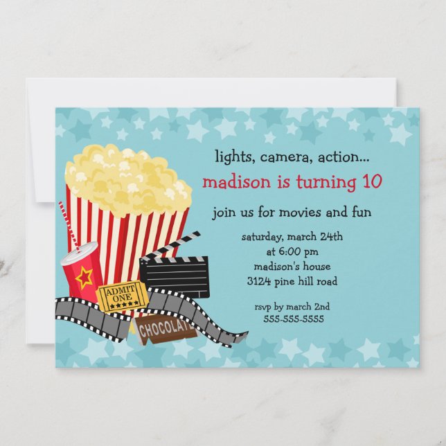 Movie Birthday Party Invitation (Front)