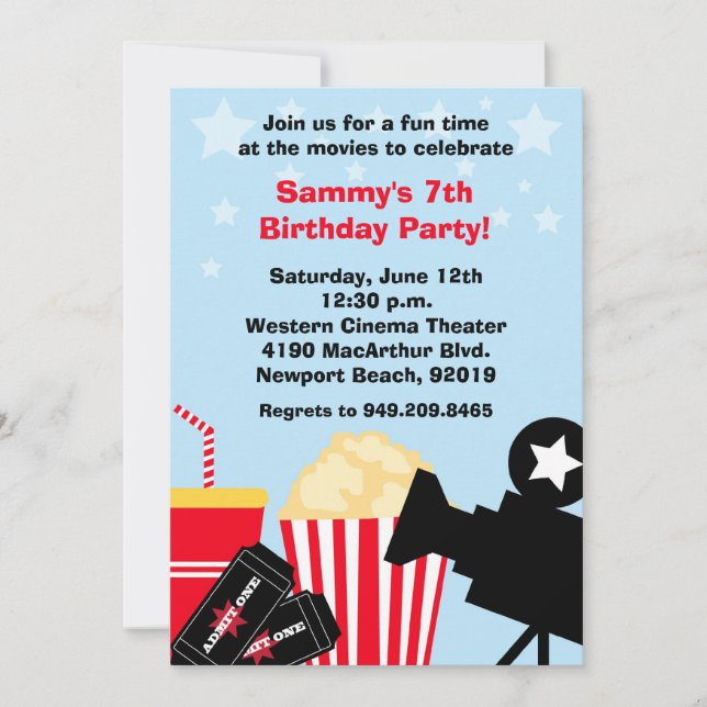 Movie Birthday Party Invitation (Front)