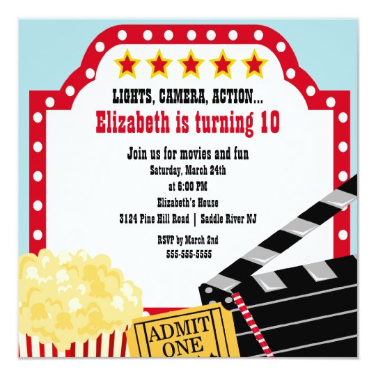 Movie Birthday Party Invitation | Zazzle.com