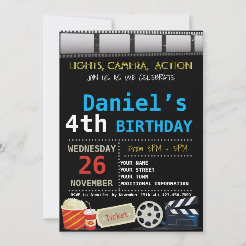 MOVIE BIRTHDAY PARTY INVITATION