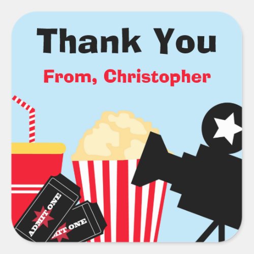 Movie Birthday Party Thank You Stickers