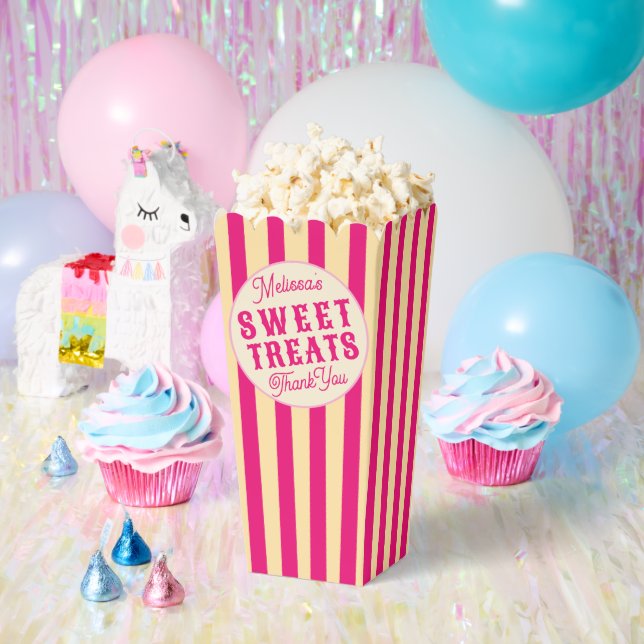 Movie Birthday Popcorn Sweet Treats Hot Pink Favor Boxes (Party)