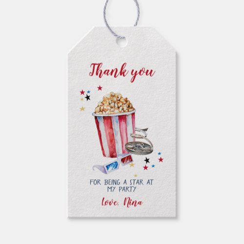 Movie Birthday Thank you Tags Movie Favor Tags  Gift Tags
