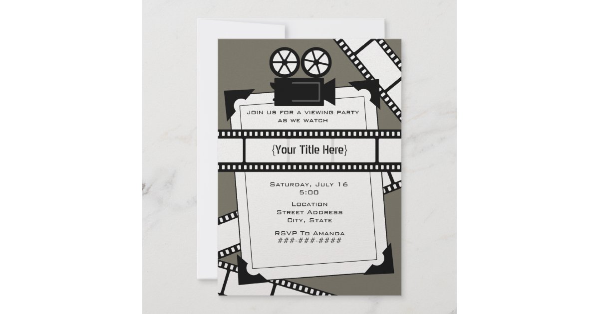 Movie Camera & Film Viewing Party Invitation Zazzle