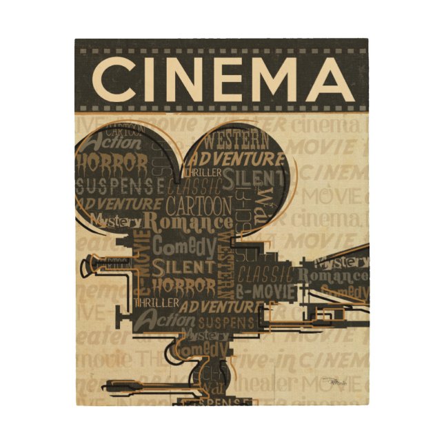 Movie Camera Reel Wood Wall Decor (Front)