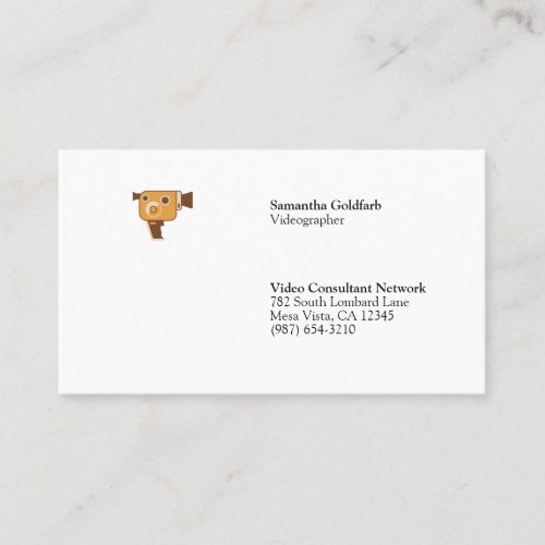 Movie Camera Videographer Filmmaker Minimal Style Business Card