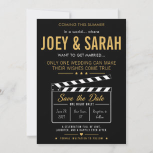 Movie Cinema Film Trailer Black Save the Date Invitation