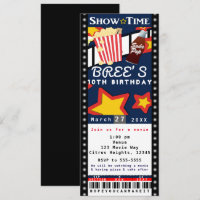 Movie Cinema Popcorn VIP Party Ticket Invitation