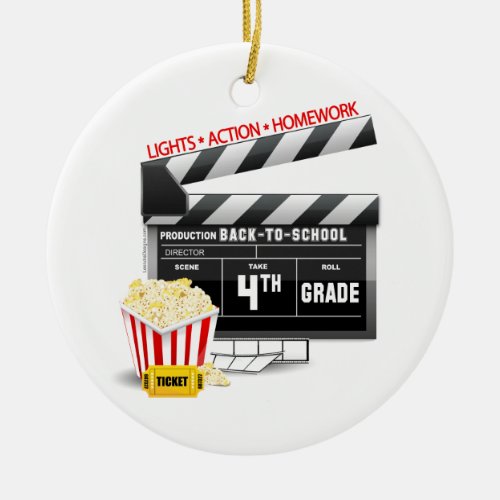 Movie Clapboard 4th Grade Ceramic Ornament
