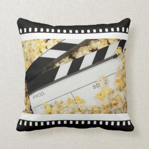 Movie Clapboard and Popcorn Throw Pillow