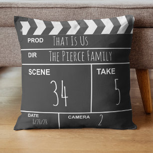Movie Clapboard Custom Family Home Theater Throw Pillow