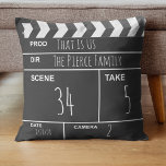 Movie Clapboard Custom Family Home Theater Throw Pillow at Zazzle
