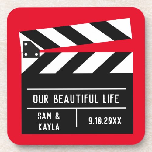 Movie Clapboard Customizable Keepsake Beverage Coaster