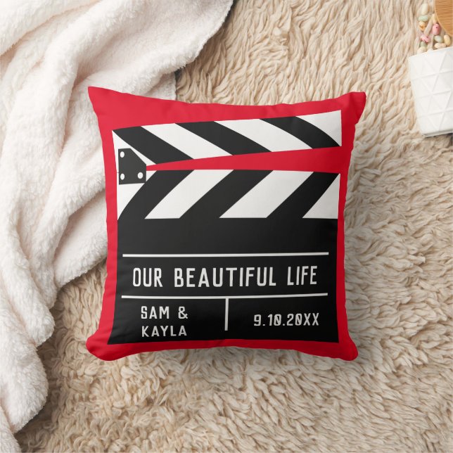 Movie Clapboard Customizable Keepsake Throw Pillow (Blanket)