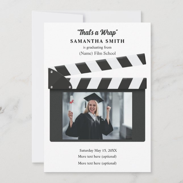 Movie Clapboard Graduation Announcement (Front)