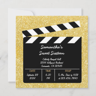 Movie Clapboard Sweet Sixteen Birthday Invitation