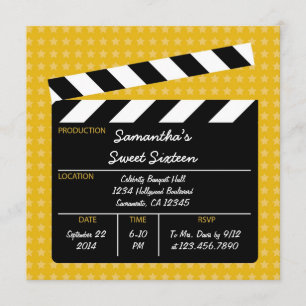 Movie Clapboard Sweet Sixteen Birthday Invitation