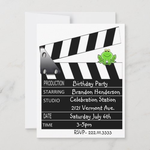 Movie Clapper Birthday Party Invitation