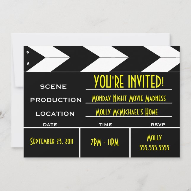 Movie Clapper Board Custom Invitation (Front)
