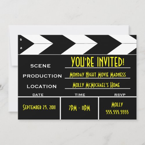 Movie Clapper Board Custom Invitation