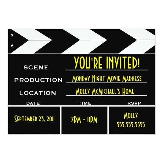 movie clapper board custom invitation zazzle com