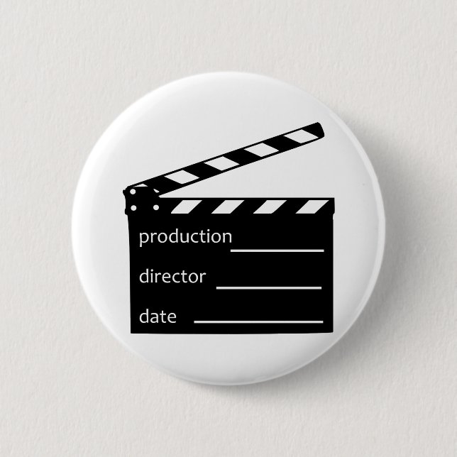 Movie clapper pinback button (Front)