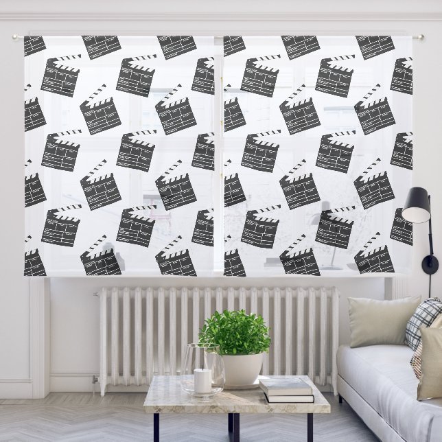Movie Clapperboard Clapboard Pattern Sheer Curtains (Living Room)