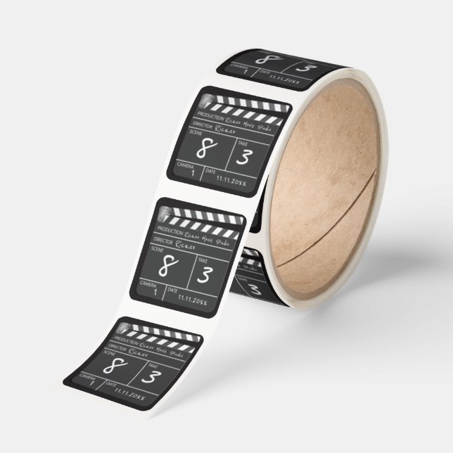 Movie Clapperboard Novelty Personalized Square Sticker (Roll)